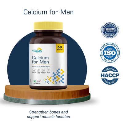 Vāyas Men’s Joint & Bone Stack: Calcium for Men + Jointcare Combo (Complete Support for Bone Density, Cartilage Repair, and Joint Mobility)