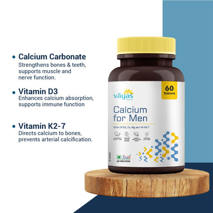 Vāyas Men’s Joint & Bone Stack: Calcium for Men + Jointcare Combo (Complete Support for Bone Density, Cartilage Repair, and Joint Mobility)