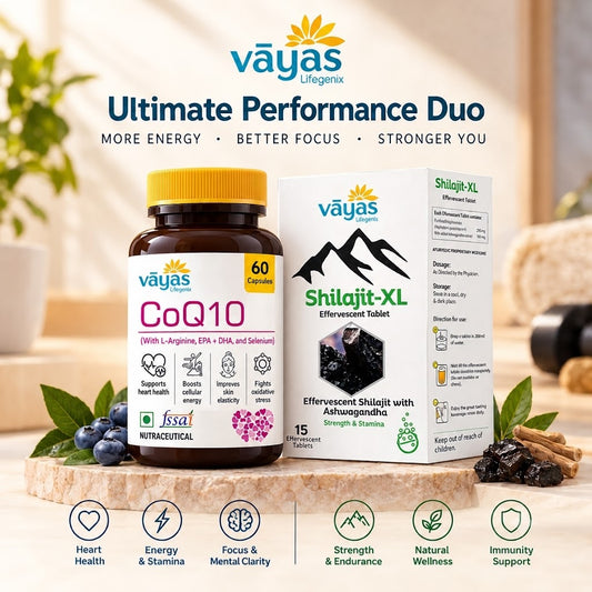 Vāyas Life Ultimate Performance Duo: CoQ10 + Shilajit-XL Stack