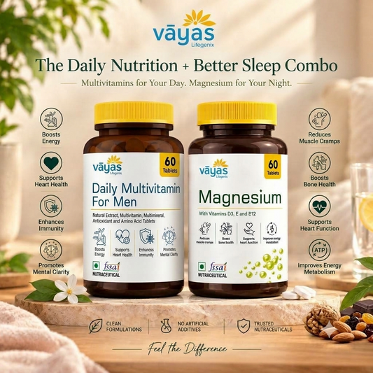 Vāyas Life Men’s Performance Stack: Daily Multivitamin + Magnesium Combo