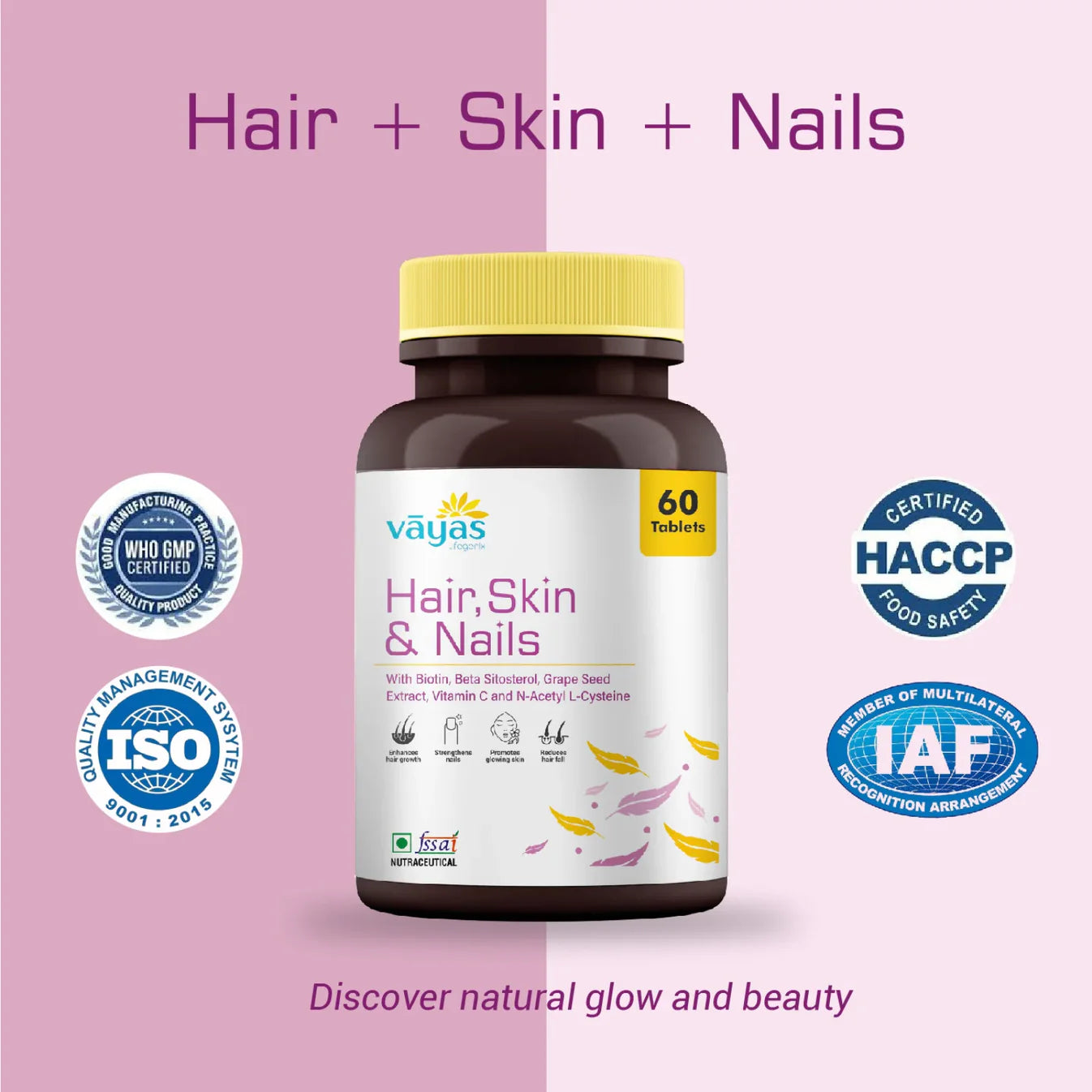 Vāyas Ultimate Glow & Radiance Duo: Hair, Skin & Nails + Fish Oil Combo (Advanced Support for Hair Growth, Skin Hydration, and Natural Beauty)