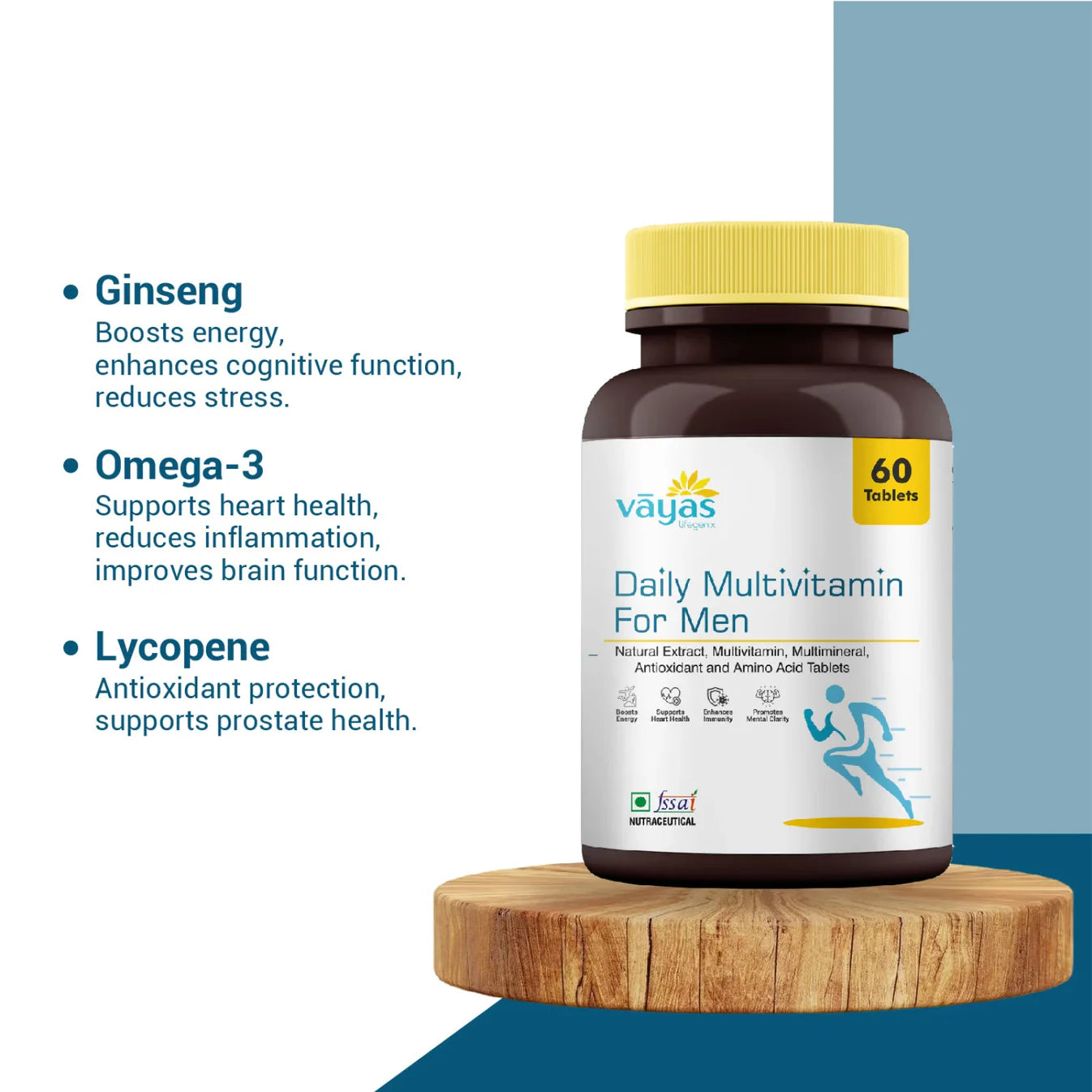 Vāyas Daily Multivitamin for Men: Buy 1 Get 1 FREE (Comprehensive Energy, Immunity & Focus Formula)