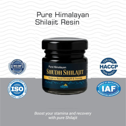 Vāyas Pure Himalayan Shilajit Resin | Shudh Shilajit with High Fulvic Acid & Trace Minerals | Boosts Natural Energy & Daily Stamina | Supports Physical Endurance & Recovery | Promotes Mental Clarity & Focus | Promotes Reproductive Health