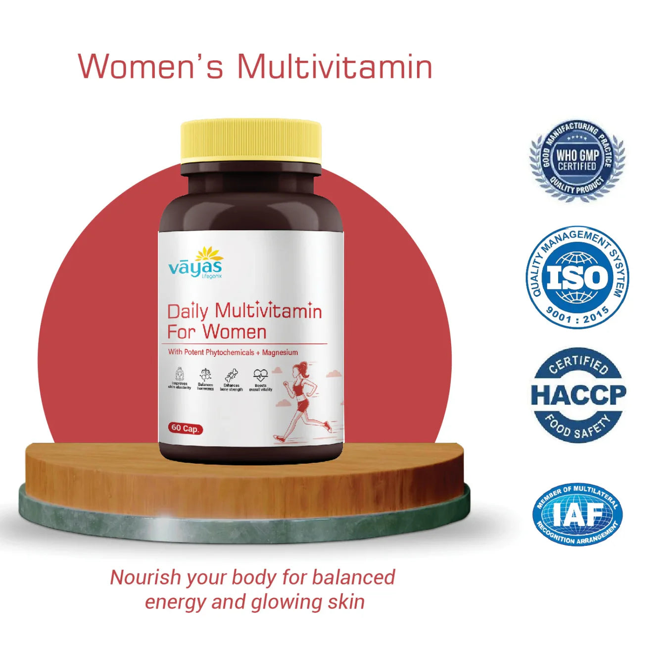 Vāyas Women’s Total Wellness Stack: Daily Multivitamin + Magnesium Combo (Support for Hormones, Bone Strength, Energy, and Skin Health)