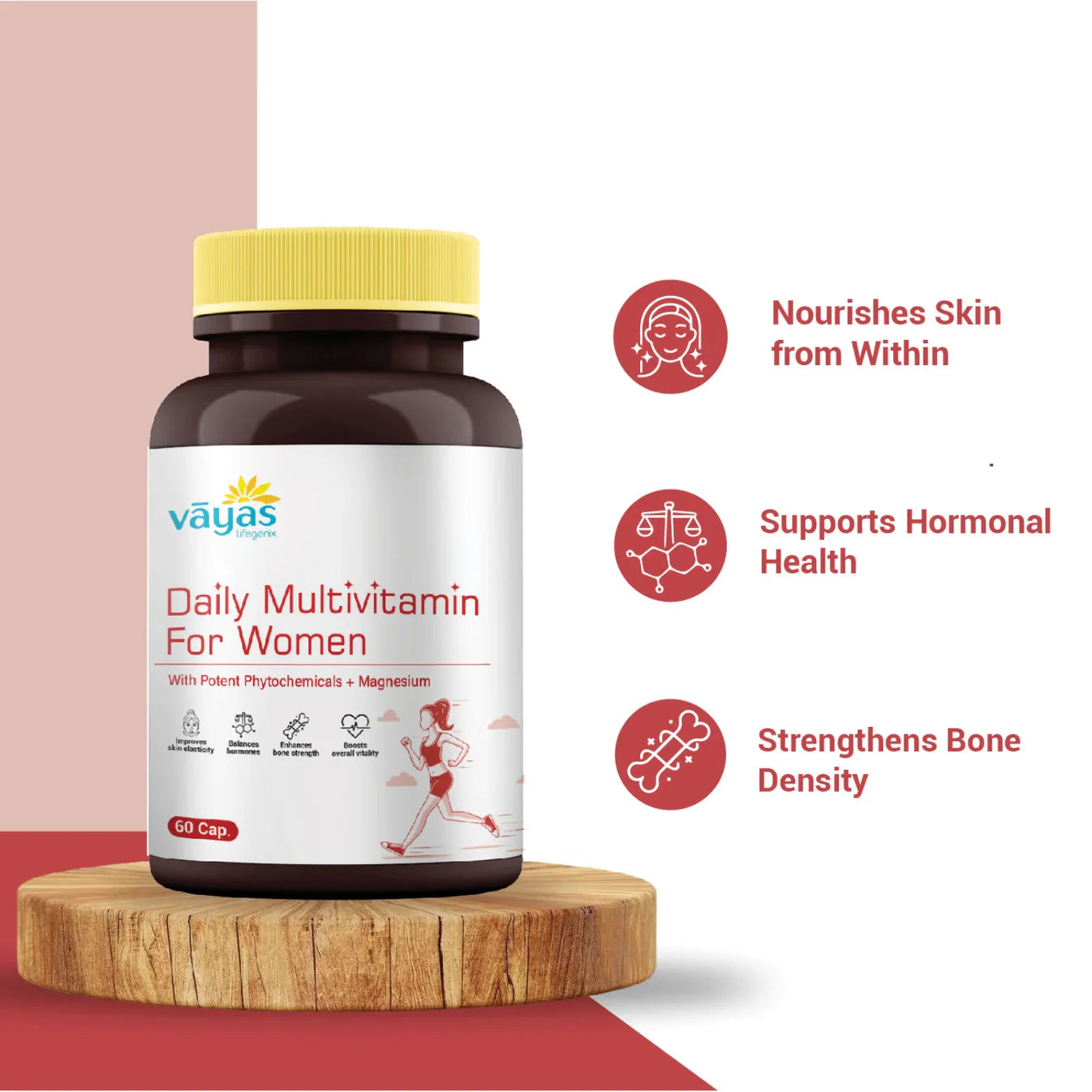 Vāyas Women’s Total Wellness Stack: Daily Multivitamin + Magnesium Combo (Support for Hormones, Bone Strength, Energy, and Skin Health)
