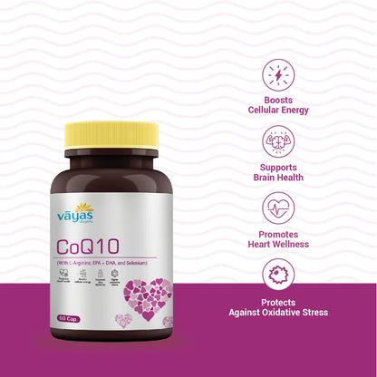 Vāyas Ultimate Cardio & Brain Stack: CoQ10 + Fish Oil Combo (Advanced Support for Heart Health, Cognitive Function, and Cellular Energy)