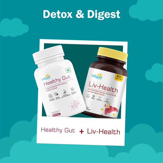 Vāyas Ultimate Gut & Liver Health Combo (Detox & Digest Kit: High-Potency Probiotics + Milk Thistle Liver Support)