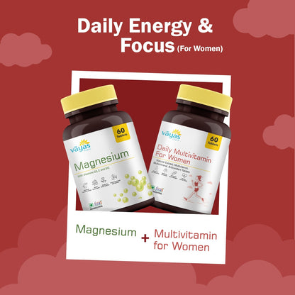 Vāyas Women’s Total Wellness Stack: Daily Multivitamin + Magnesium Combo (Support for Hormones, Bone Strength, Energy, and Skin Health)