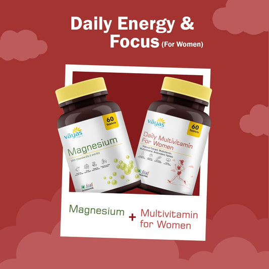Vāyas Women’s Total Wellness Stack: Daily Multivitamin + Magnesium Combo (Support for Hormones, Bone Strength, Energy, and Skin Health)