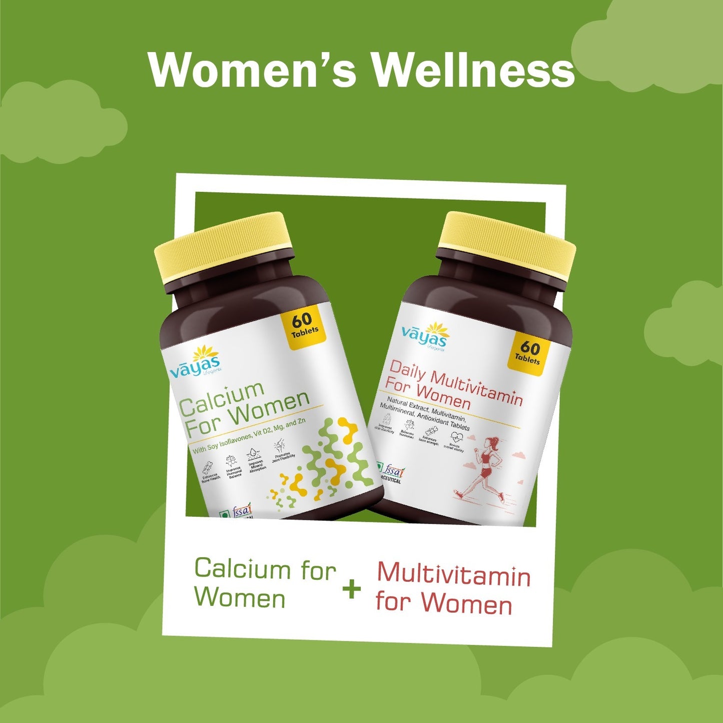 Vāyas Women’s Foundational Health Stack: Multivitamin + Calcium Combo (Essential Support for Bone Density, Hormones, and Daily Vitality)