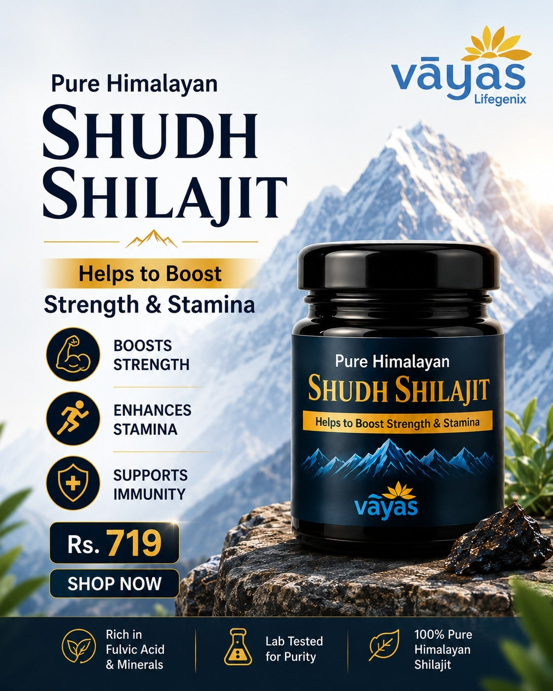 Pure Himalayan Shudh Shilajit Help to Boost strength & Stamina