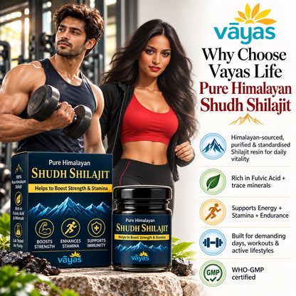 Vāyas Life Pure Himalayan Shilajit Resin for Energy, Strength and Stamina Support