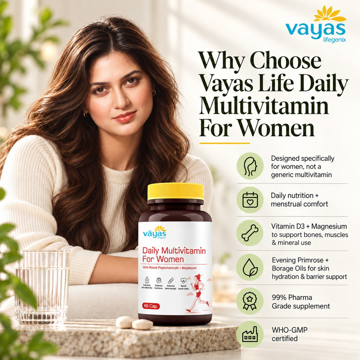 Vāyas Life Multivitamin Tablets for Women for Daily Wellness and Nutritional Support