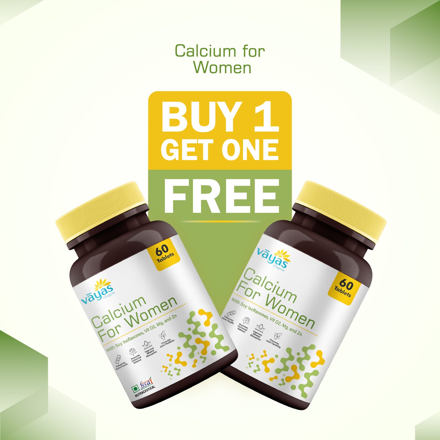 Vāyas Calcium for Women: Buy 1 Get 1 FREE (Bone Density & Hormonal Balance Formula)