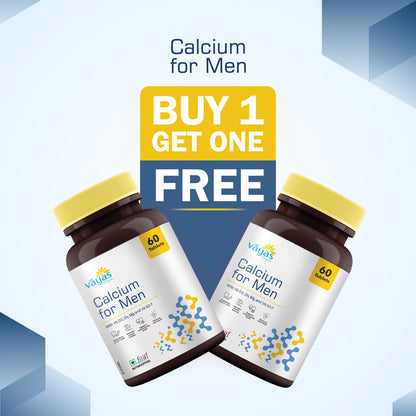 Vāyas Calcium for Men: Buy 1 Get 1 FREE (Bone Strength, Muscle & Heart Support Formula)