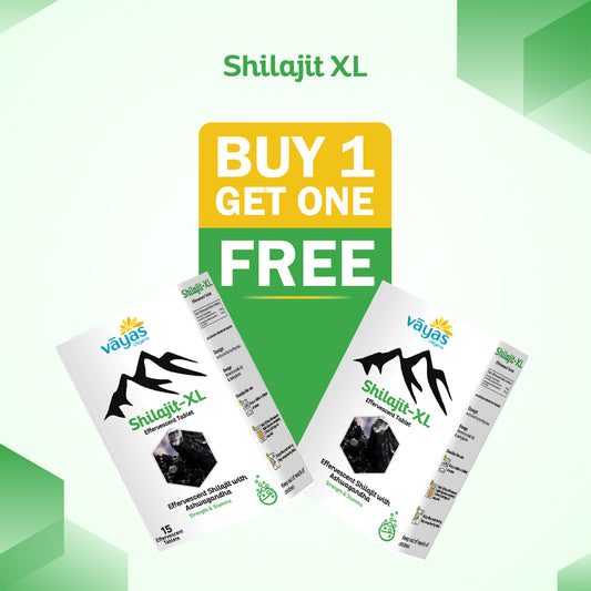 Vāyas Shilajit-XL: Buy 1 Get 1 FREE (Effervescent Shilajit with Ashwagandha for Strength & Stamina)