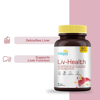 Vāyas Liv-Health: Buy 1 Get 1 FREE (Advanced Liver Detox and Metabolic Support Supplement - 120 Capsules Total)