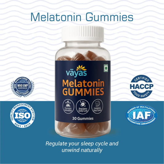 Vāyas Melatonin Gummies | For Relaxation, Regulating Sleep Cycle & Deep Sleep